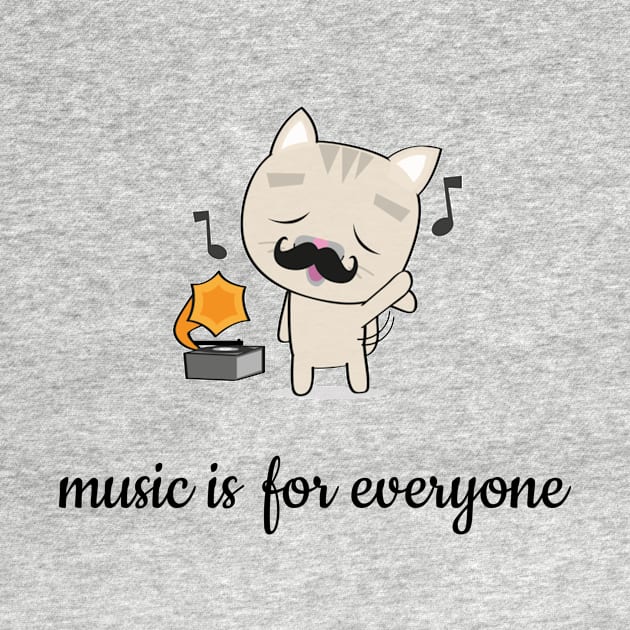 music lover cat with a mustache by maggzstyle